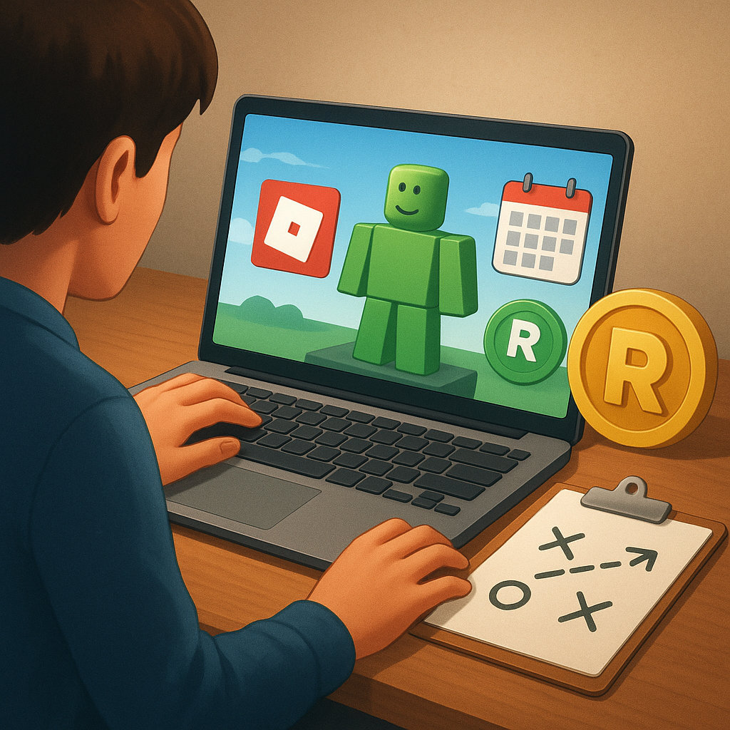 Imagem editorial com visual limpo para robux grátis no roblox